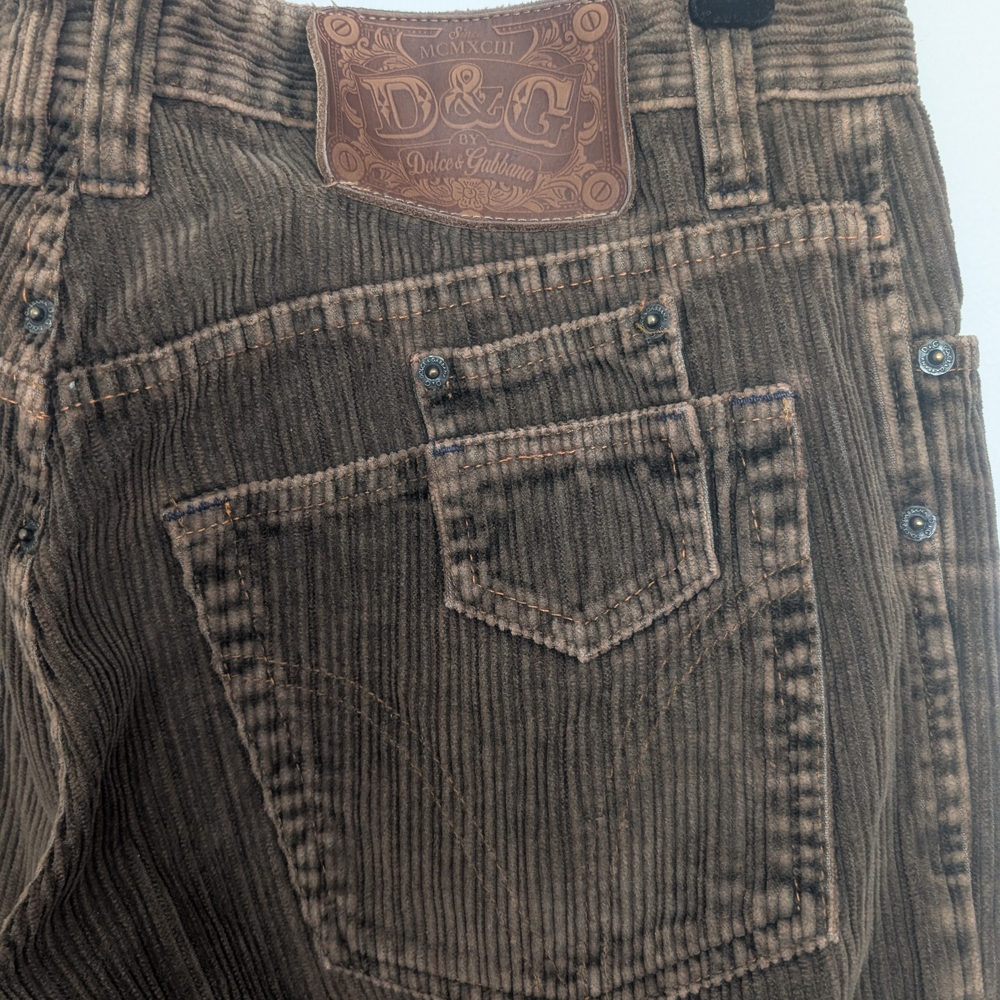 D&G Dolce & Gabbana Corduroy Pants - Brown 34 Waist - Picture 7 of 9